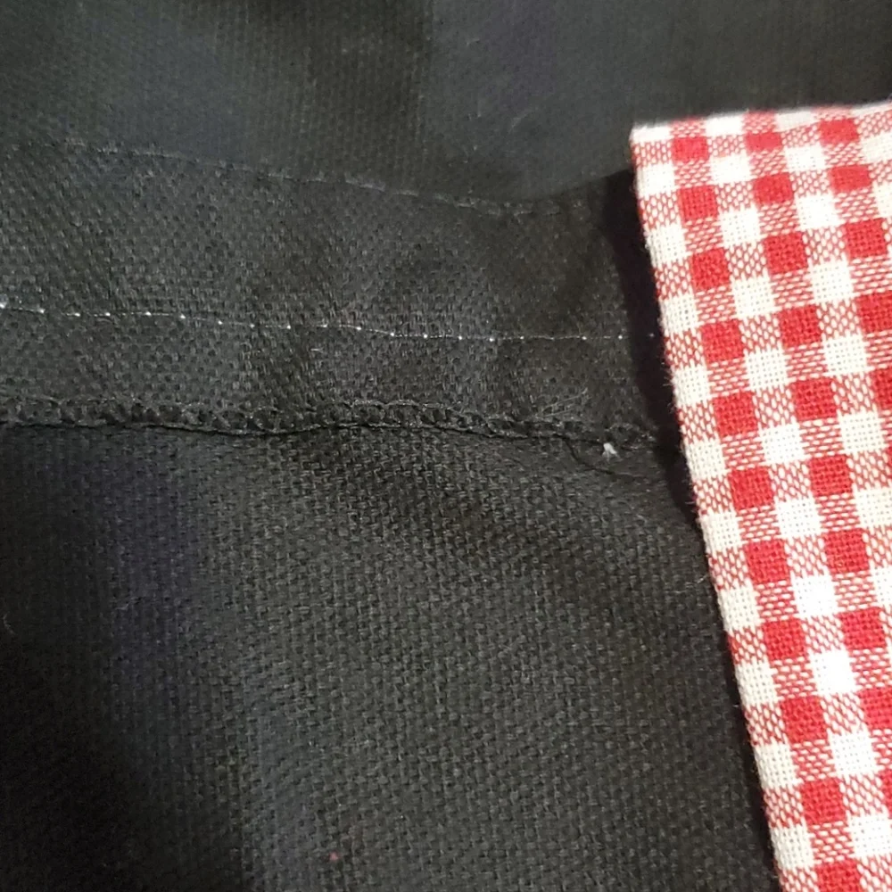 BLACK Kitchen Cooking Apron Red & White Gingham Checked Ruffle Dress Style